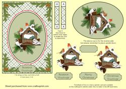Christmas Birds Spinner Card with Decoupage