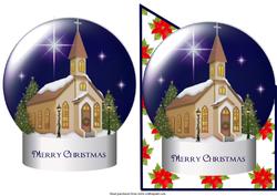 Christmas Snow Globe with Church Scene Over the Edge