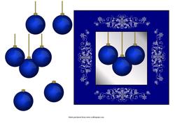 Blue Baubles for Christmas Square Quick Card with Decoupage