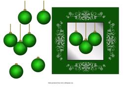 Green Baubles for Christmas Square Quick Card with Decoupage