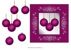 Pink Baubles for Christmas Square Quick Card with Decoupage