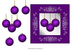 Mauve Baubles for Christmas Square Quick Card with Decoupage