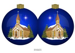 Christmas Church Blue Bauble Shaped Card