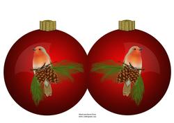 Christmas Robin Red Bauble Shaped Card