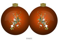 Christmas Robin Gold Bauble Shaped Card