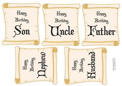 Five Male Word Plaque Birthday Toppers
