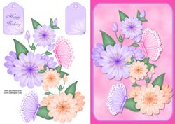 A Floral Birthday Quick Card with Decoupage