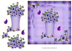 Pansy Bouquet Square Quick Card with Decoupage