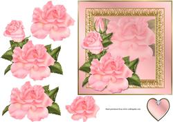 Roses Square Quick Card with Decoupage