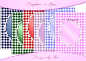 6 Gingham & Lace Card Fronts