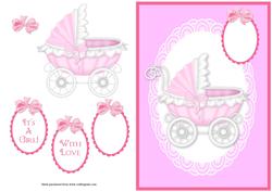 Baby Girl Quick Card with Decoupage