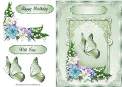 Florals with Butterfly Quick Card with Decoupage