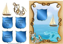 Sailboat for Dad Quick Card with Decoupage