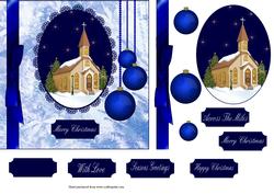 6 x 6 Christmas Church Square Quick Card with Decoupage
