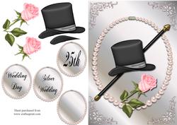 Wedding Top Hat and Rose Quick Card