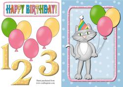 Birthday Kitten with Ages 1, 2 & 3 Quick Card