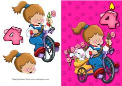 Girls 4th Birthday Quick Card