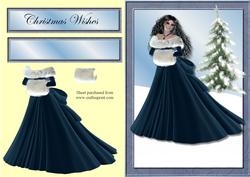 Blue Christmas Lady Quick Card