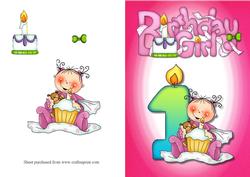 Girls 1st Birthday Quick Card