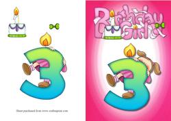 Girls 3rd Birthday Quick Card