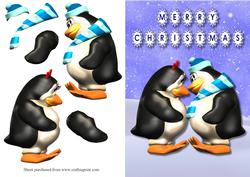 Kissing Penguins Quick Decoupage Card Front