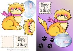 Cute Cat Decoupage Quick Card Front