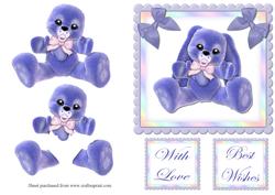 Baby Bear Decoupage Quick Card Front