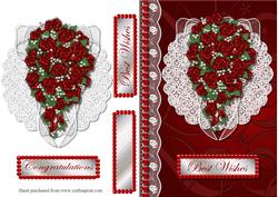 Red Rose Bouquet Decoupage Quick Card Front