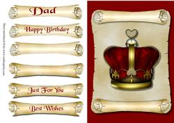 Crown on Scroll Decoupage Quick Card Front