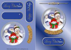 Christmas Snow Globe Decoupage Quick Card Front