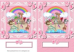 Baby Girl Noahs Ark Decoupage Quick Card Front