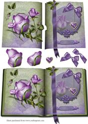 Lilac Rose Book Decoupage Quick Card Front