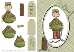 Golfing Dad Decoupage Quick Card Front