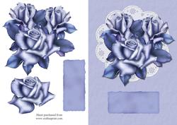 Blue Roses Decoupage Quick Card