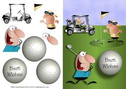 Cartoon Golf Decoupage Quick Card Front