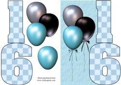 Boys 16th Shaped Decoupage Quick Card