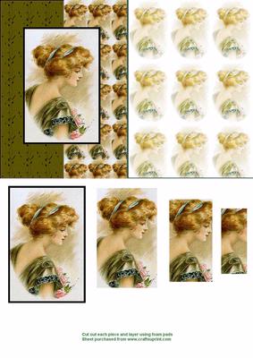 Vintage Lady 1 Foldback Card