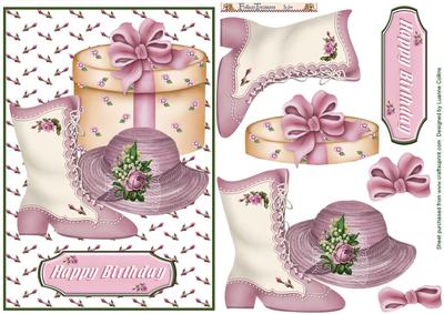 Victorian Birthday Boot Card Front