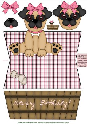 Pug Birthday Shaped Card
