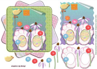 Flower Patch Sleeping Bunny Twisted Card Front