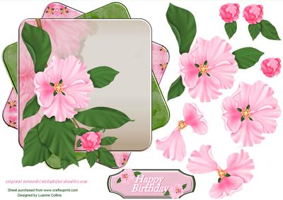 Blossoming Pink Birthday Twisted Card Topper