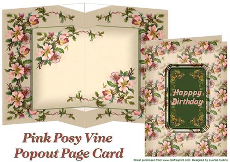 Pink Posy Vine Popout Page Card
