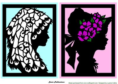 Vintage Ladies Silhouette 2 Card Topper