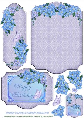 Floral Fancy Lavender Bookmark Pocket Card Topper