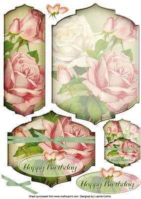 Birthday Rose Bookmark Pocket Card Topper
