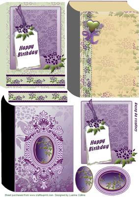 Timeless Lavender Birthday Book Card Topper