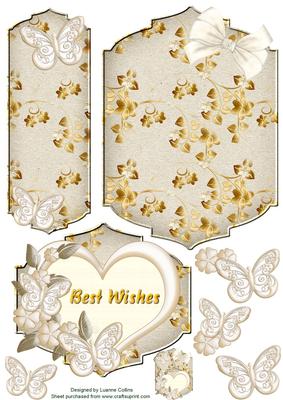 Heart and Gold Best Wishes Bookmark Card Topper