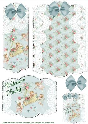 Welcome Baby Blue Bookmark Pocket Card Topper