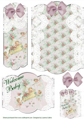 Welcome Baby Pink Bookmark Pocket Card Topper