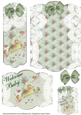 Welcome Baby Green Bookmark Pocket Card Topper